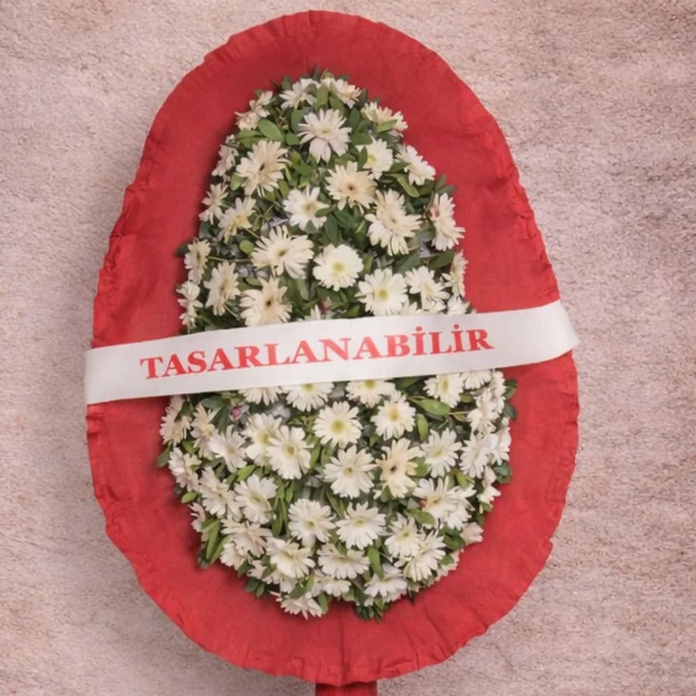 Beyaz Gerbera Çelenk Çift Katlı - 2