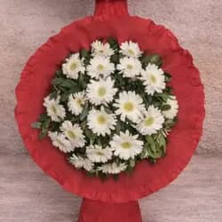 Beyaz Gerbera Çelenk Çift Katlı - 3