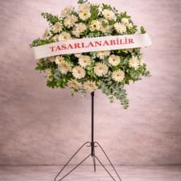 Beyaz Gerbera Ferforje Çelenk - 1