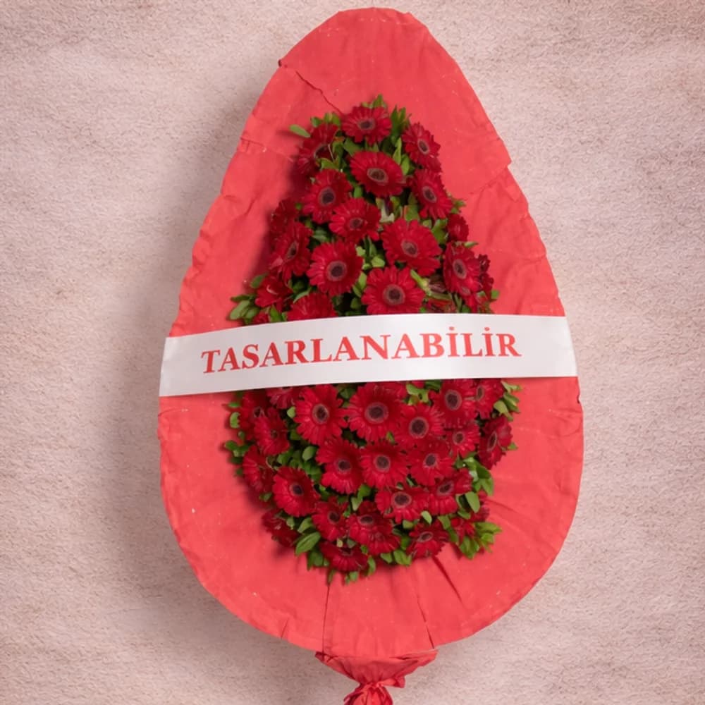Kırmızı Gerbera Tek Katlı Çelenk - 2