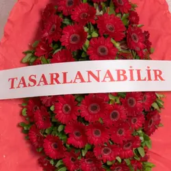 Kırmızı Gerbera Tek Katlı Çelenk - 3