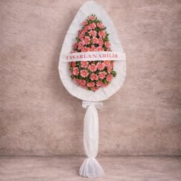 Pembe Gerbera Tek Katlı Çelenk - 1