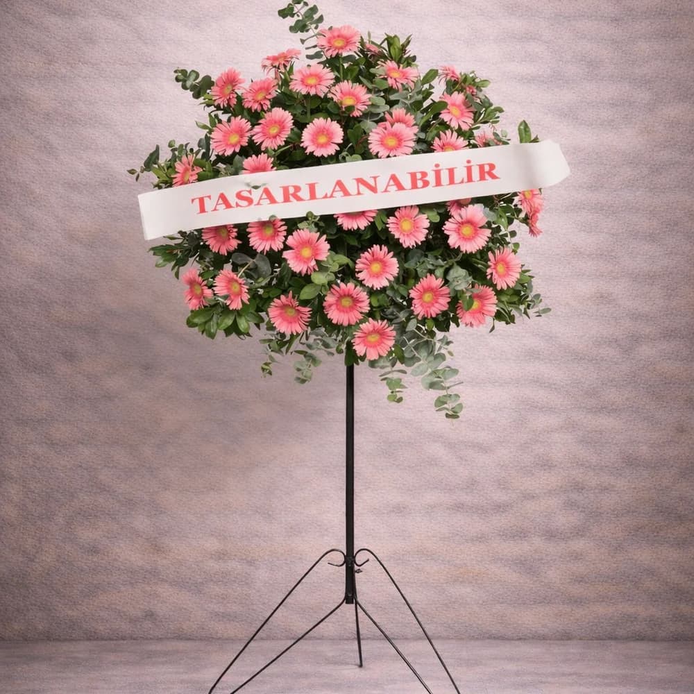 Pembe Gerbera Ferforje Çelenk