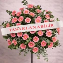 Pembe Gerbera Ferforje Çelenk - 2
