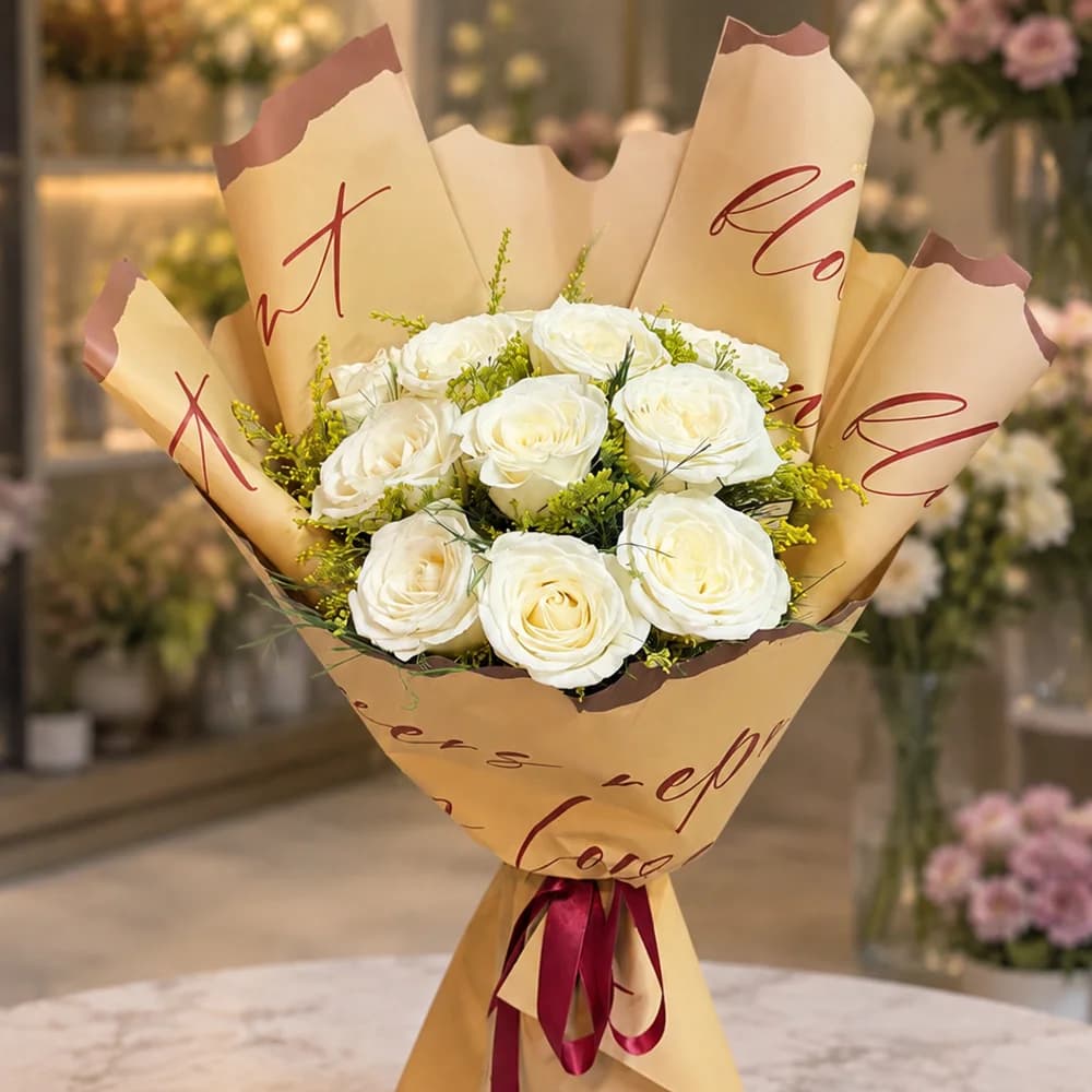 Bouquet of 11 White Roses
