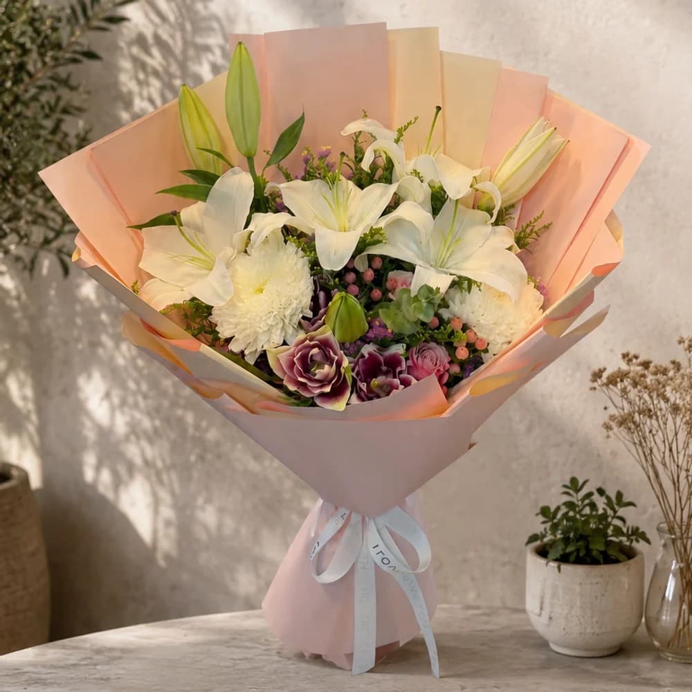 Mixed Lily and Rose Bouquet