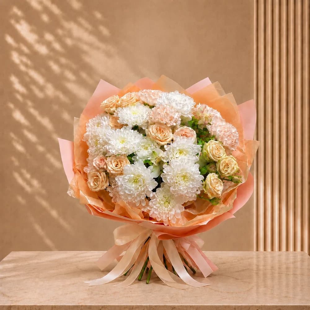 White Chrysanthemum and Spray Rose Bouquet