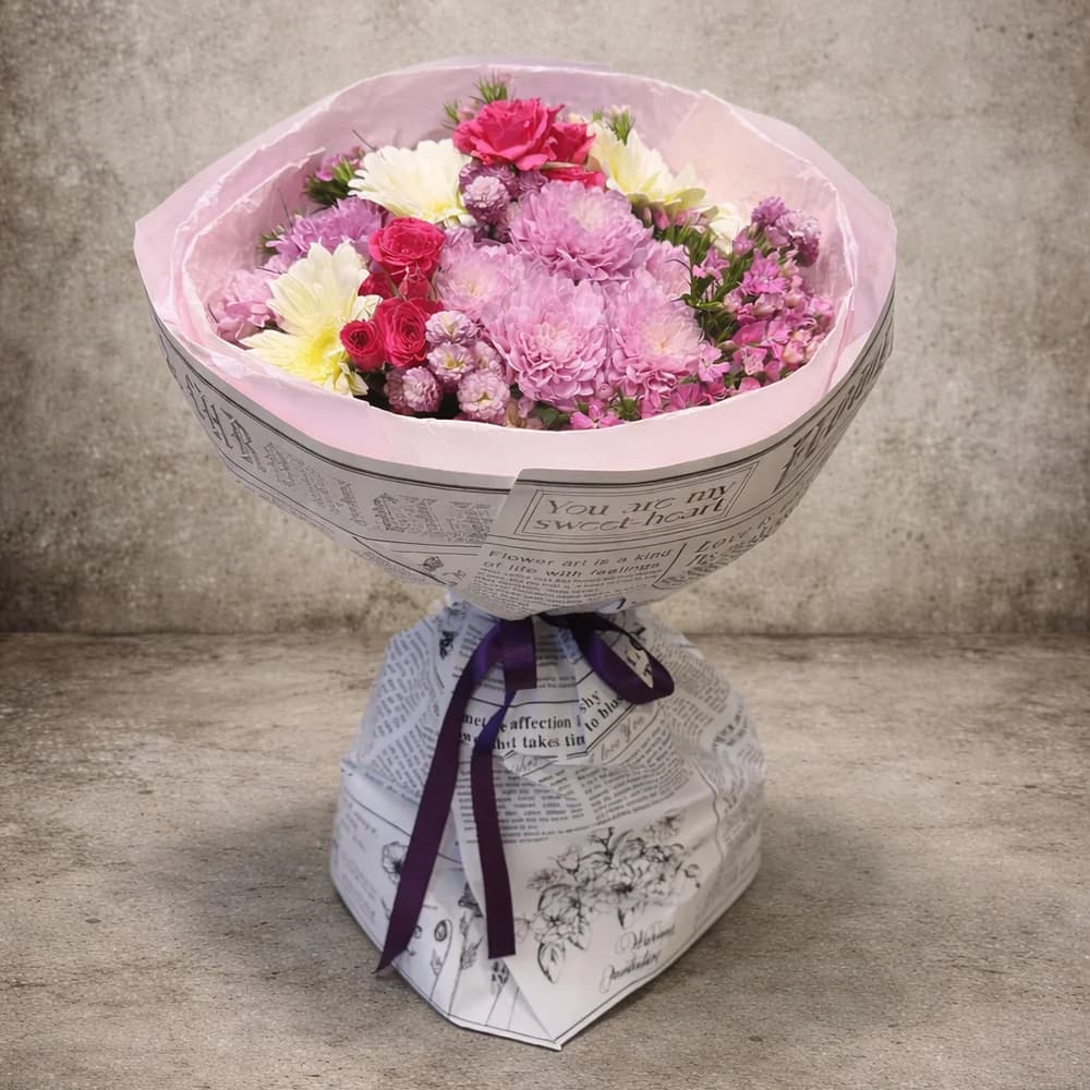Beyaz Gerbera ve Krizantem Buketi