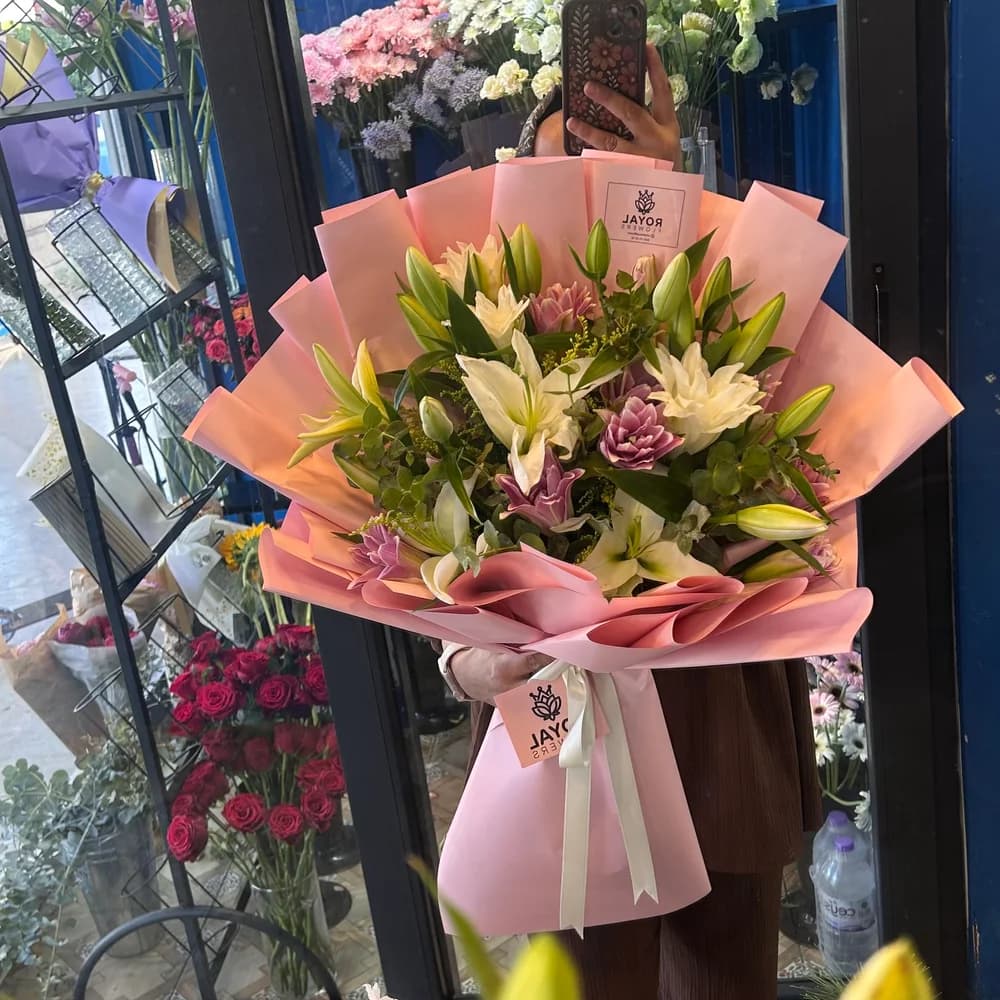 Pink and White Lily Bouquet