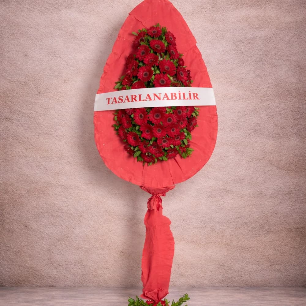 Kırmızı Gerbera Tek Katlı Çelenk