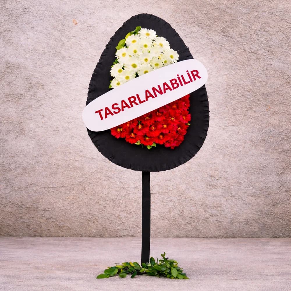 Kırmızı Beyaz Gerbera ve Karanfil Tek Katlı Çelenk